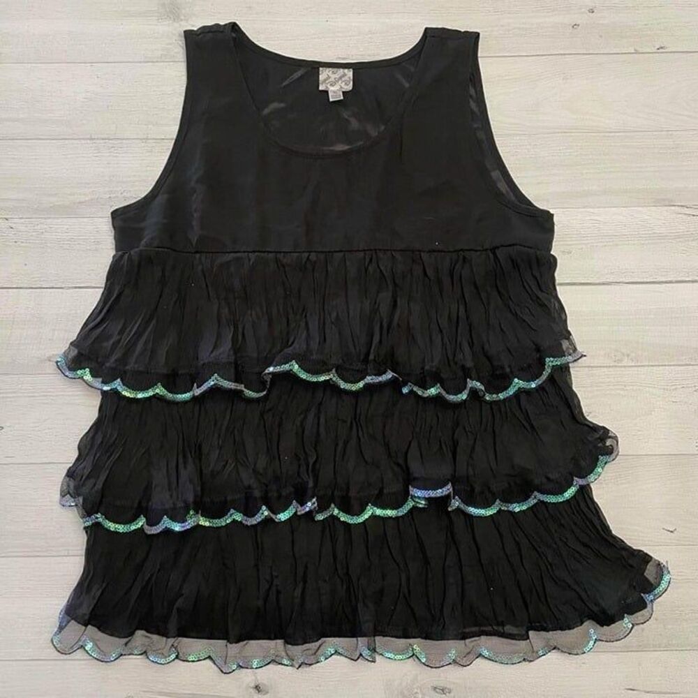 DSigned By Disney Tank Top black sequin girls  Youth XL‎